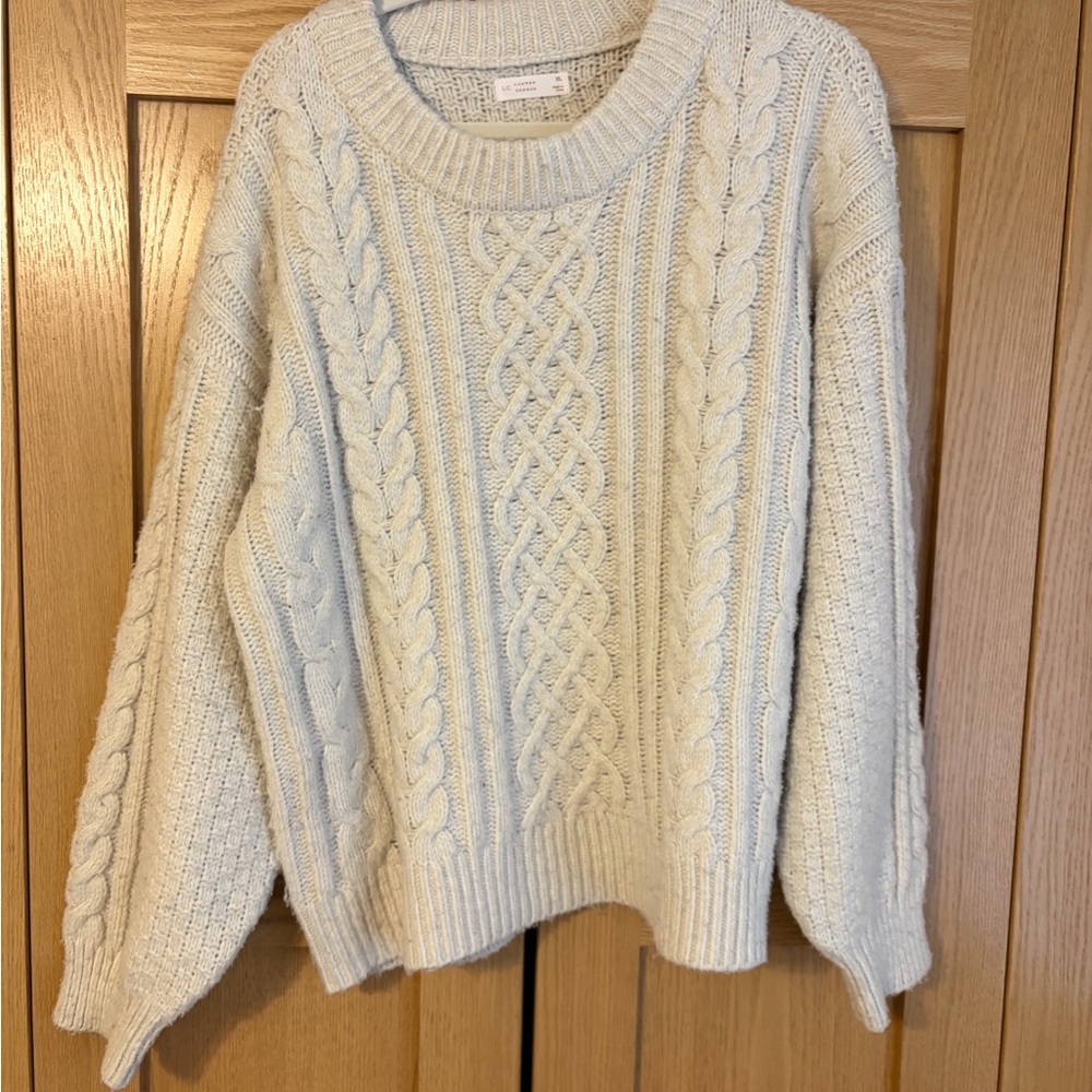 LC Lauren Conrad Cable Knit Crewneck Sweater - Ivory